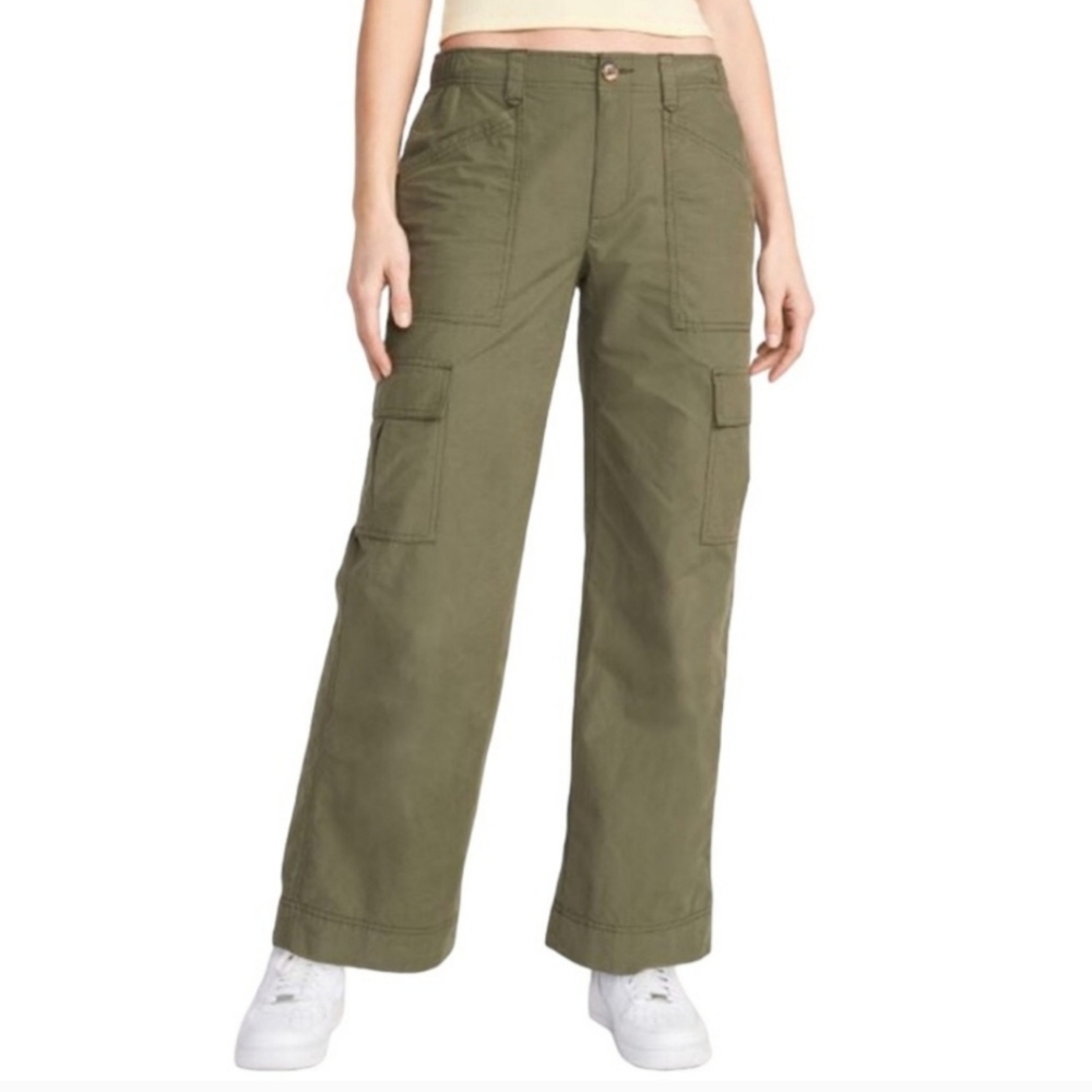 Old Navy Wide Leg Cargo Pants Olive Khaki Size Large